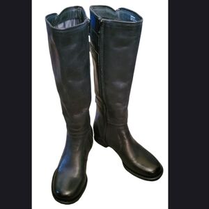 Born ATILLA Tall Boots Full Grain Leather Black Buckle Detail Military Inspired